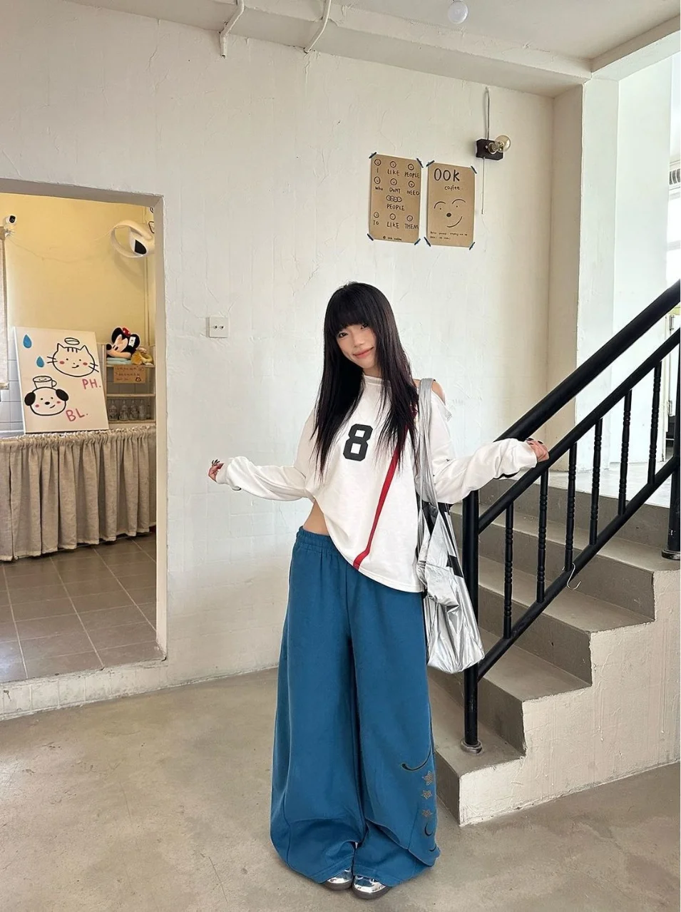Pantaloni casual da ragazza piccante retrò americana con lettera stampata a gamba larga con coltello curvo autunno/inverno Y2K Pantaloni da strada per ragazza piccante Harajuku