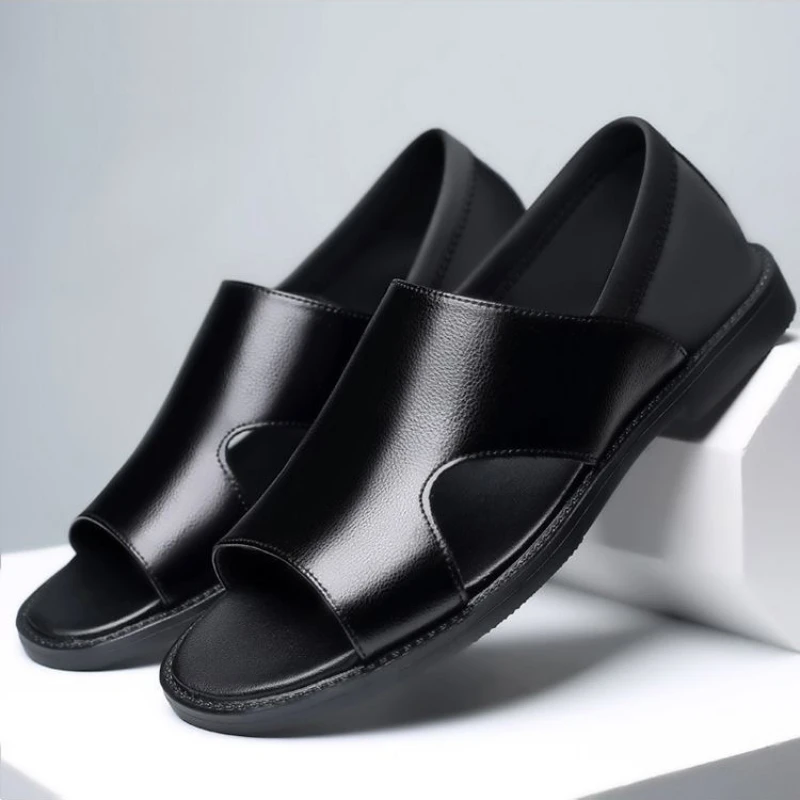 Hot Sale Summer Mens Sandals Pu Leather Designer Man Flat Shoes Slip on Beach Sandals High Quality Men Shoes Zapatos Para Hombre