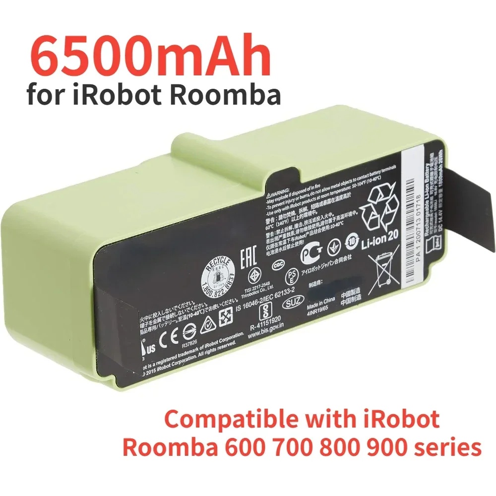 14.4V 6500mAh Li Ion Battery for iRobot Roomba Cleaner 900 800 700 600 Series 960 980 981 965 895 890 860 695 692 690 680 675