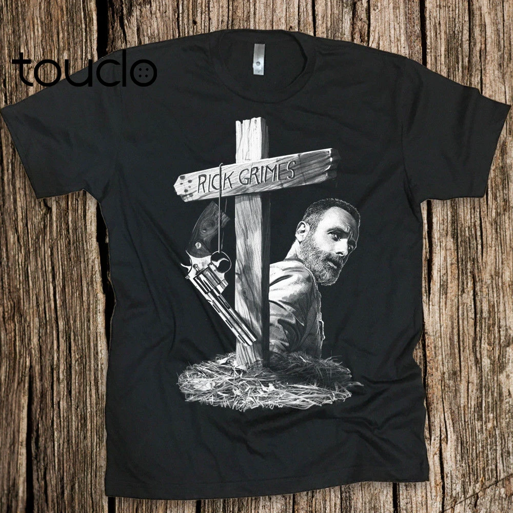 New Short Sleeve Casual Rick Grimes RIP Cross T-shirt The Walking Dead Shirt Graphic Tee custom t shirts