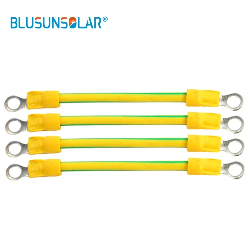 100Pcs/lot 4mm/6mm Earth Wire BVR Solar Photovoltaic Ground Wire with 5mm Terminal Hole Yellow-Green Flexible Copper Earth Cable