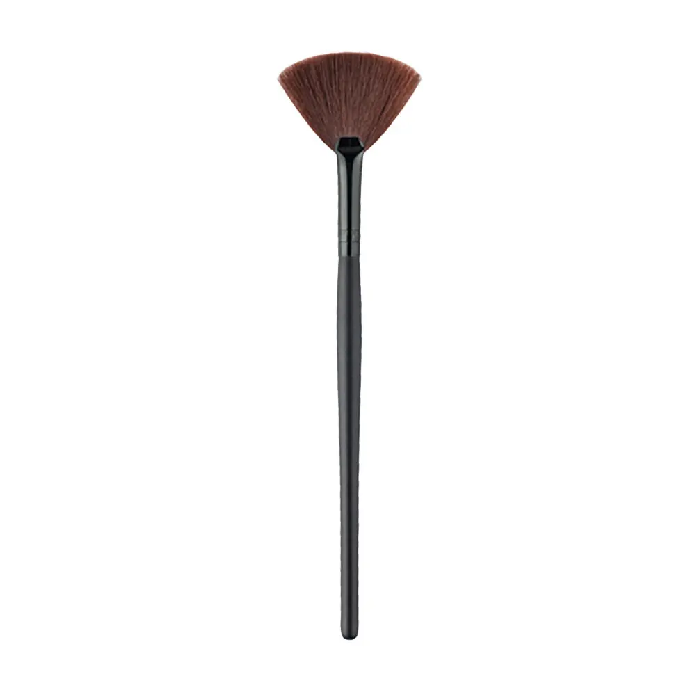 Pennello per cipria Manico nero Setole marroni Pennello per trucco morbido e delicato sulla pelle Strumenti per fard evidenziatore