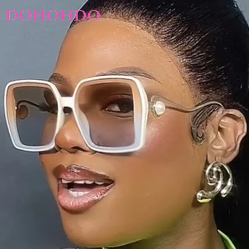 

Oversized Square Frame Peal Decorate Women Sunglasses Fashion Brand Designer Big Frame Men Sunglass Outdoor Travel Eyewear UV400