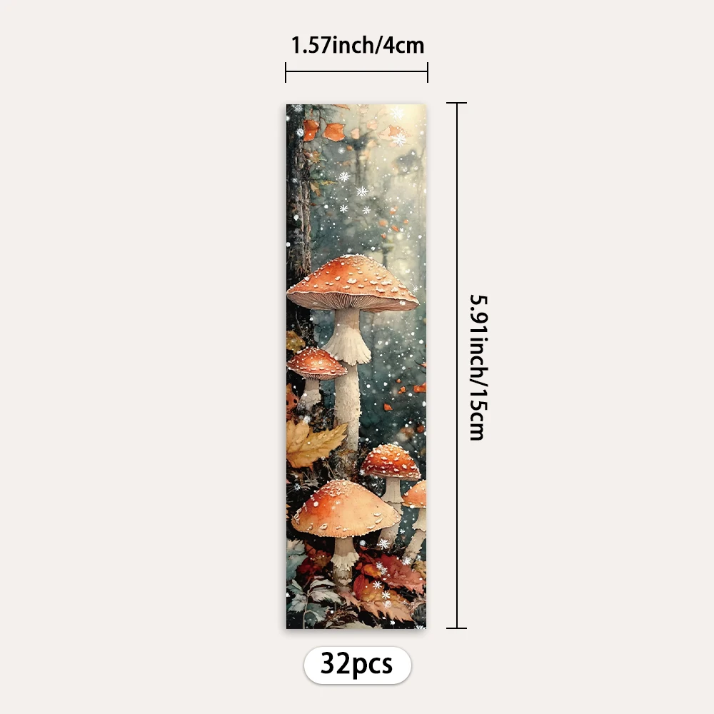 32pcs retro mushroom bookmarks, for reading assistance, suitable for Christmas, Halloween, teachers, readers, and birthday gifts