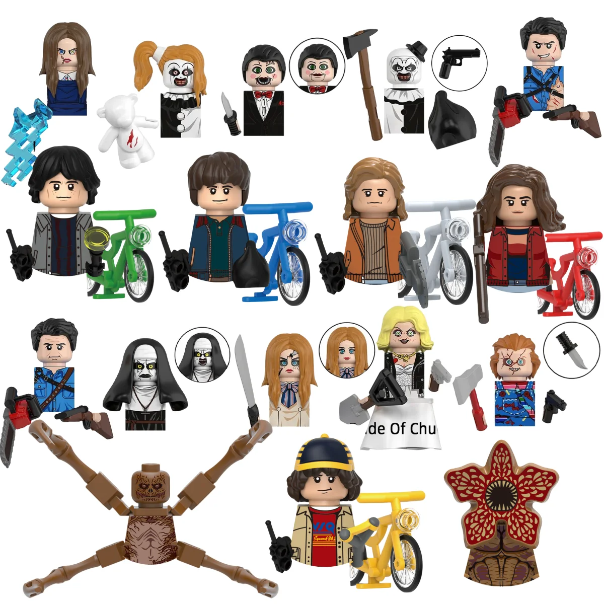 

Слепая коробка G0186 Мини-фигурка Ужас Триллер Фильм Дастин Майк Демогоргон Векна Нэнси Стив Строительный блок Модель Хэллоуин Игрушки