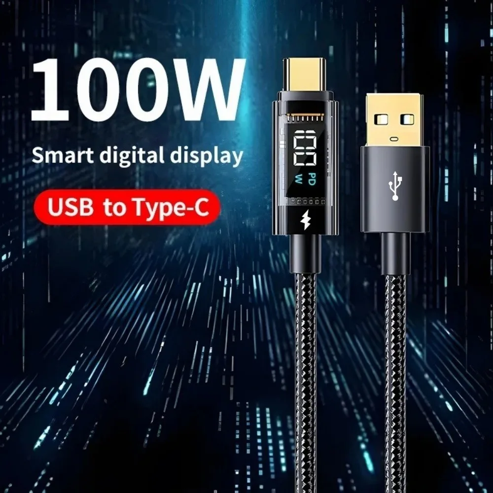 240W USB Type-C Data Cable Fast Charging Phone Cord With LED Digital Display For iPhone Samsung Xiaomi Huawei Quick Charge Cord