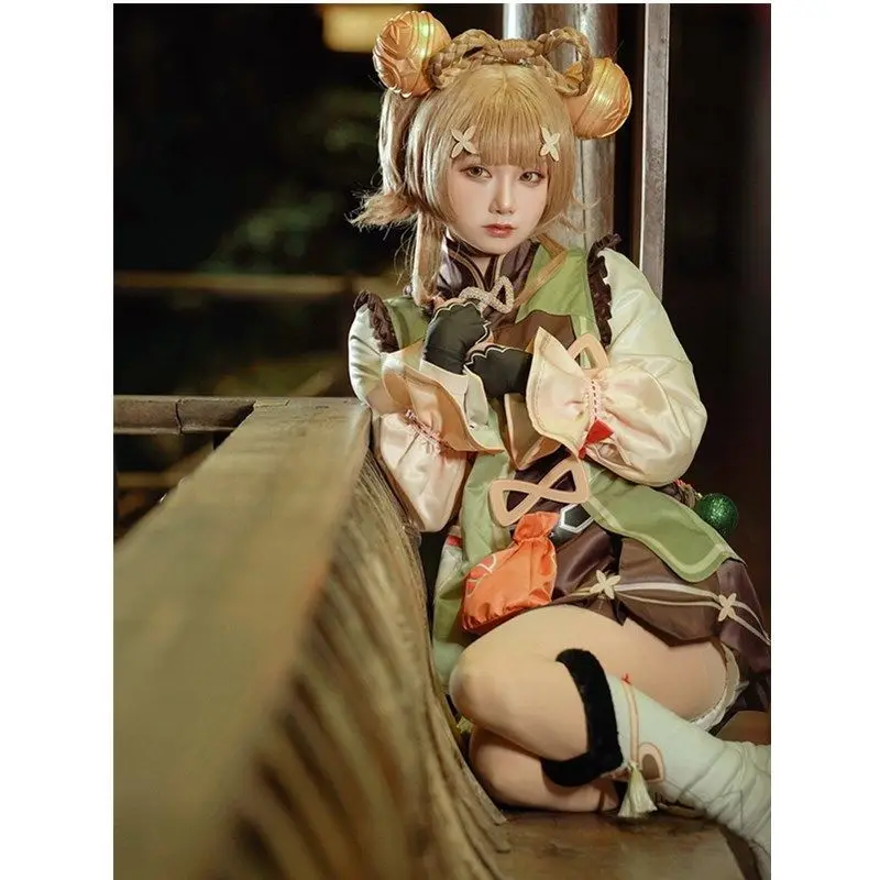 2022 Genshin Impacto Yaoyao Bonito Traje Cosplay Peruca Uniforme Anime Jogo Estilo Chinês Trajes De Halloween Para As Mulheres