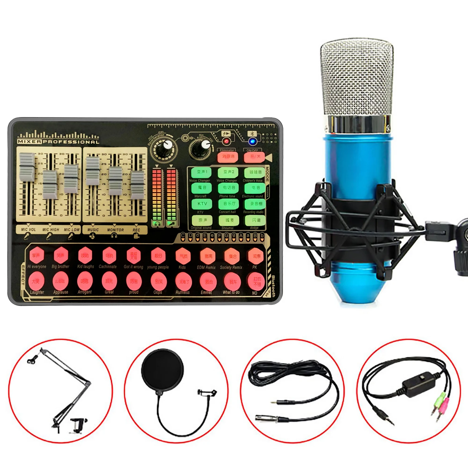 GAX-H9 Studio Soundkarte Audio Usb Externe Computer Pc Handy Singen Aufnahme Für Live-übertragung Mic Sound Karte