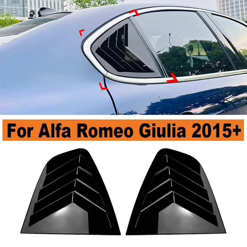 

For Alfa Romeo Giulia 2015+ Car Rear Window Shutter Cover Trim Window Louver Side Vent Trim Auto Accessories