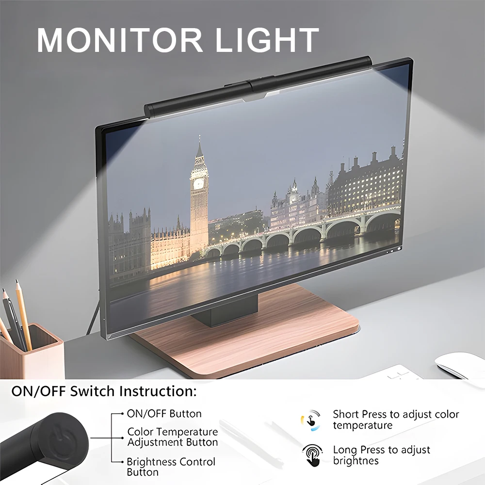 LED Monitor Light Bar CCT Touch Dimmable Computer Display Screen Light Bar RGB Ambient Backlight PC Laptop Screen Hanging Lights
