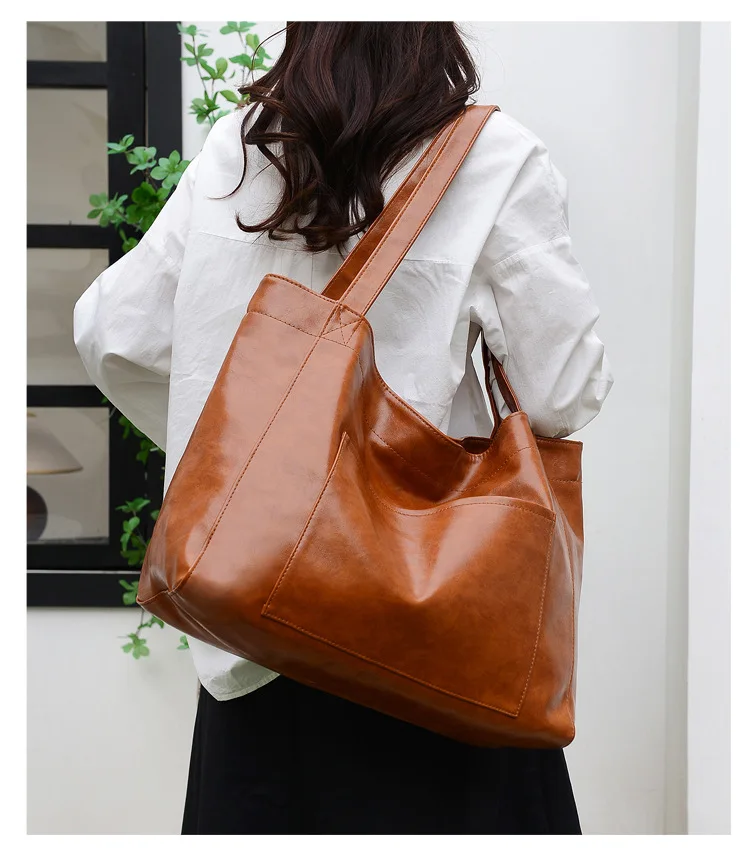 

Big Tote Handbag for Women Soft Leather Female Shoulder Bag Large Capacity Ladies Shopper Bags Weekend Travel Shopping