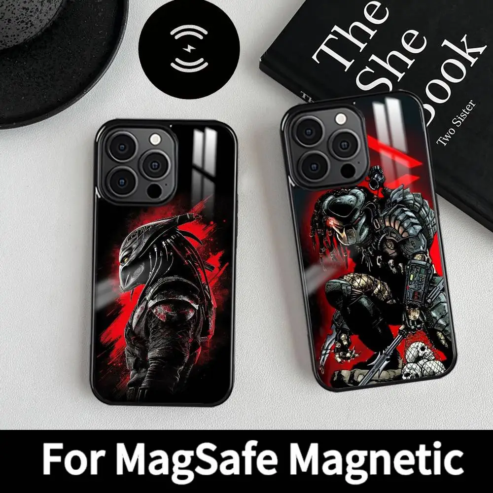 حافظة هاتف فيلم P-Predator MagSafe شاحن لاسلكي مغناطيسي Funda لهاتف iPhone 16 15 14 13 12 11 Pro Plus Mini