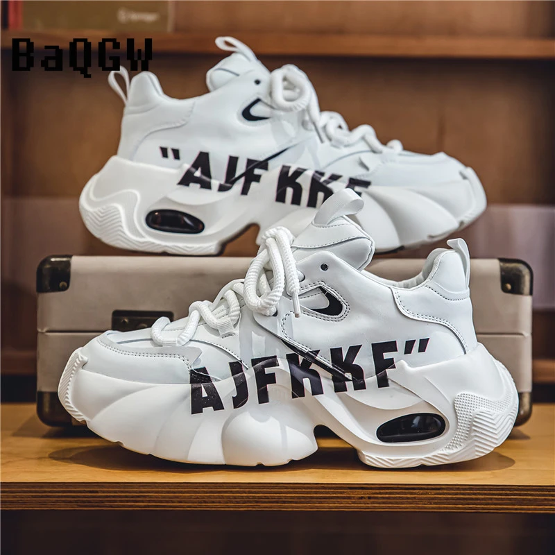 Chunky Sneakers for Men Autum New Designer Shoes Fashion Casual Microfiber Leather Upper Increased Internal Platform Sport Shoes