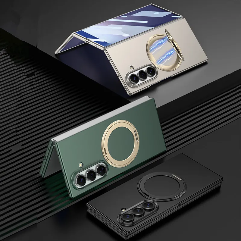 360 Ring Holder Plastic Case For Samsung Galaxy Z TriFold Fold 8 Ultra 7 Magnetic Wireless Cover Glass Protector