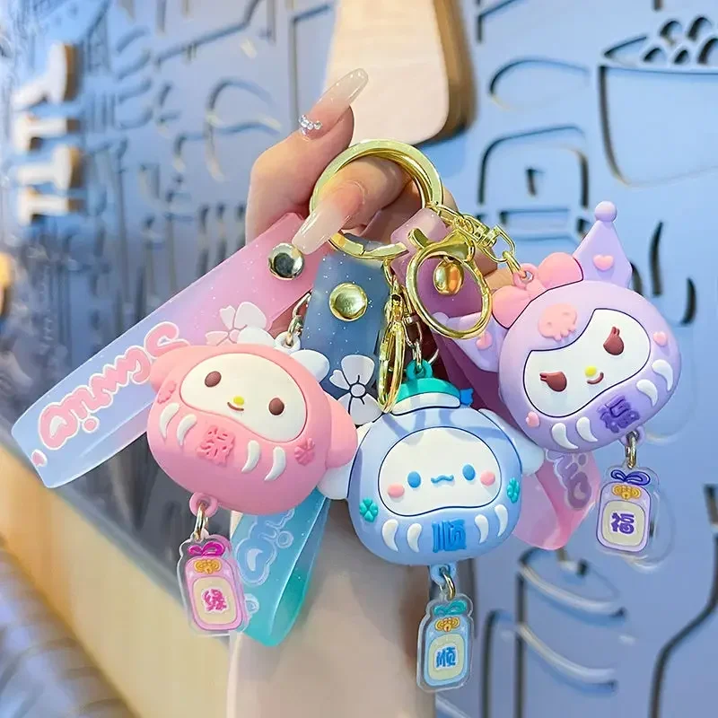 SANRIO Cinnamoroll Kuromi อนิเมะ Kawaii INS พวงกุญแจจี้น่ารักการ์ตูนกระเป๋าเมโลดี้ของฉันที่แขวนตกแต่งของเล่นสำหรับเด็ก