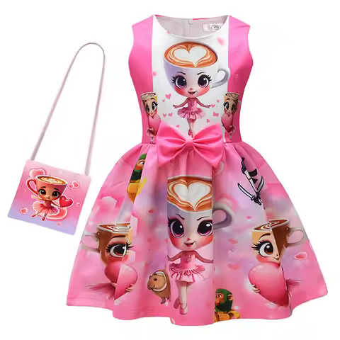 Ballerina Capuccina Italian Brainrot Funny Meme Kids Clothes Girls Princess Dresses Summer For Halloween Party Birthday Costume