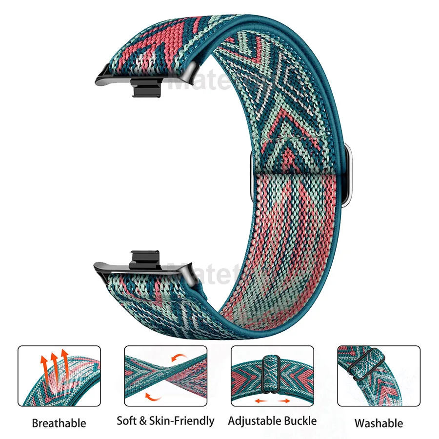 Sports Nylon Band For Xiaomi Mi Band 9 Pro/Mi Band 8 Pro Elastic Woven Watch Bracelet Strap Loop For Redmi Watch 4/5 Replacement