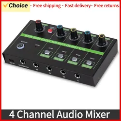 4 Channel Audio Mixer Microphone Low-noise Mono Stereo Line Mixer LINE/MIC Mode Switching for Wired Microphones Electronic Piano