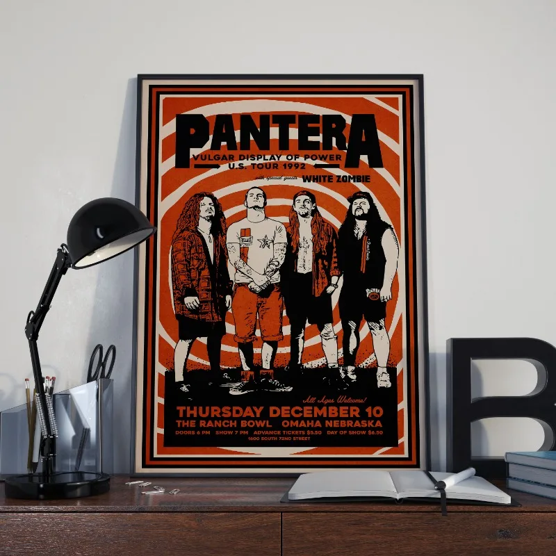 Vintage Pantera Concert Music Tracklist Band Cover Art Poster Canvas Painting Wall Prints Picture for Living Room Home Decor