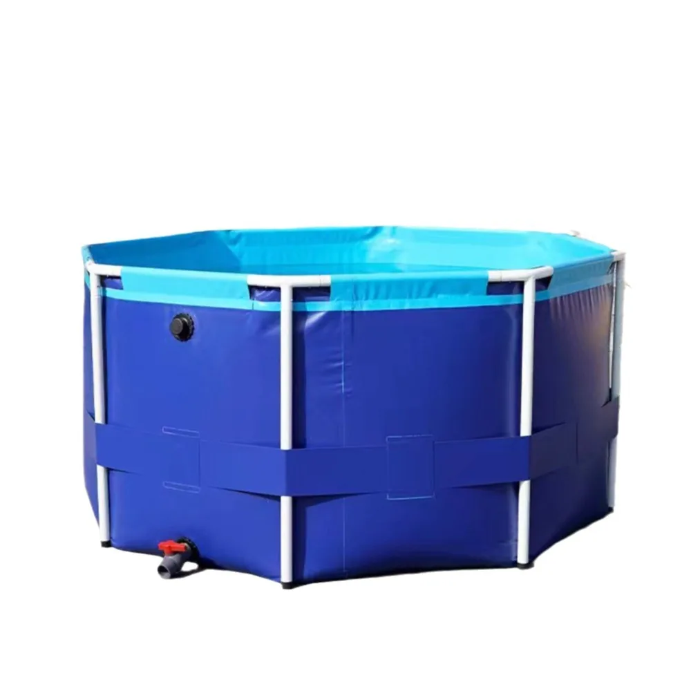 2025 맞춤형 원형 두꺼운 지지대 캔버스 PVC 어항 (잉어 사육용), 야외 접이식 이동식 수영장