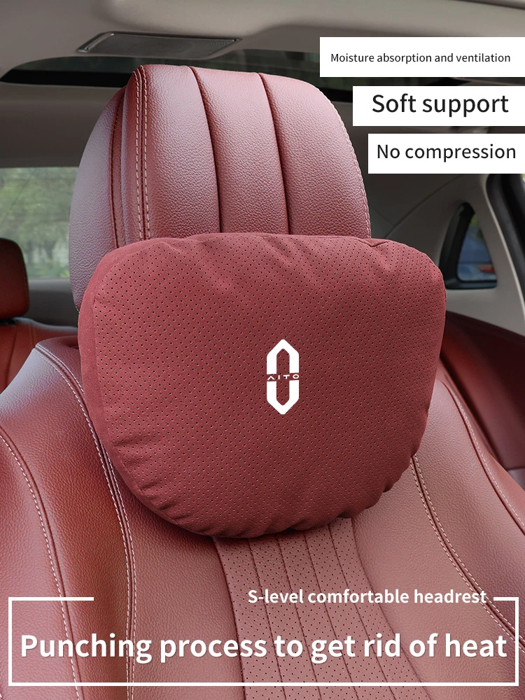 For AITO M5 M7 M9 Suede Car Headrest Neck Support Seat Lumbar cushion Breathable Soft Neck Pillow Waist pad Auto Accessories