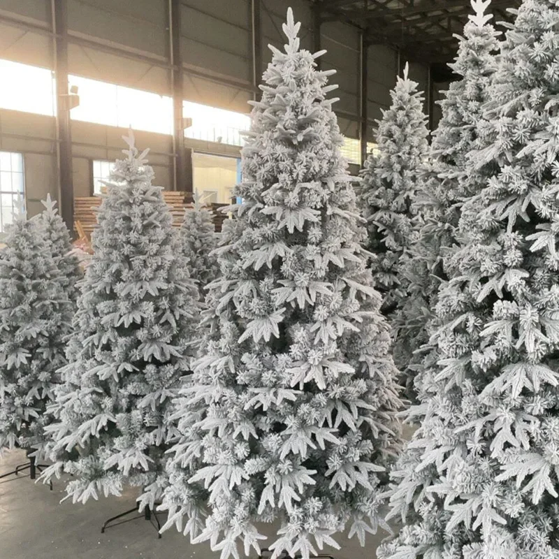 f04  Snowy Christmas Tree Pe Mixed Pvc Flocking Wedding Props Snow Landscape Decorative Tree White Artificial Tree