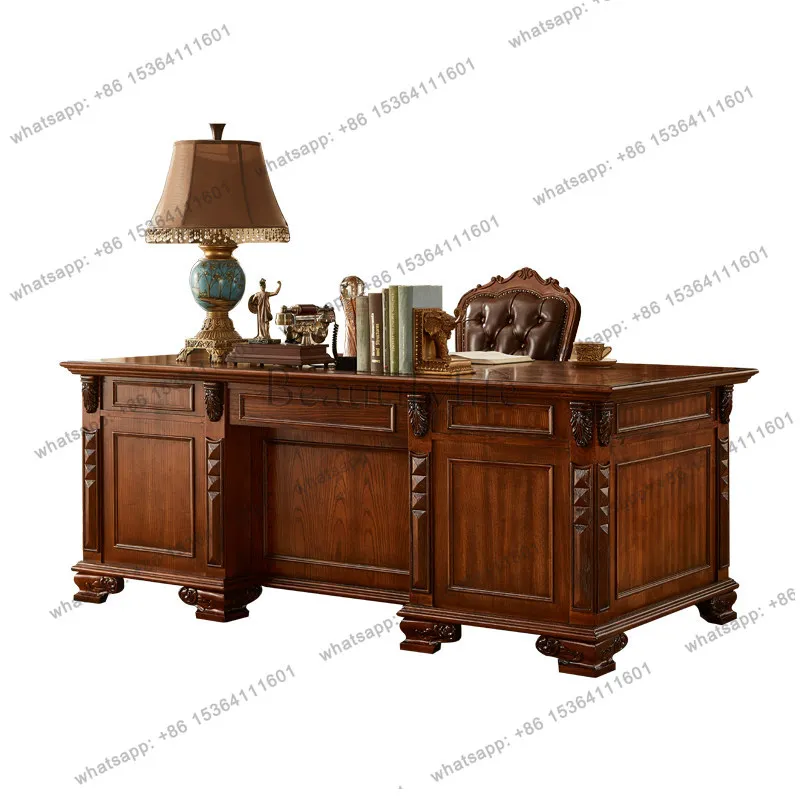 

American solid wood boss table big desk computer desk writing desk