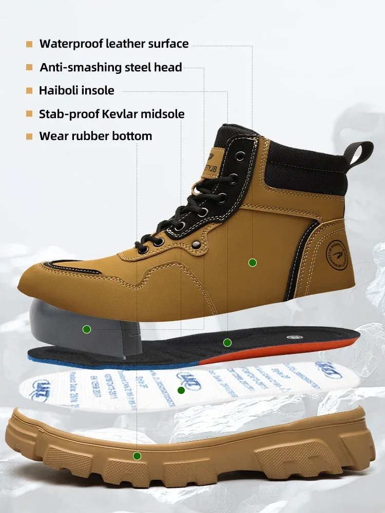 2024 New Non-slip Safety Boots Steel Toe Protective Shoes Anti Scalding Welding Boots Puncture-Proof Men Work Boots Size 37-48