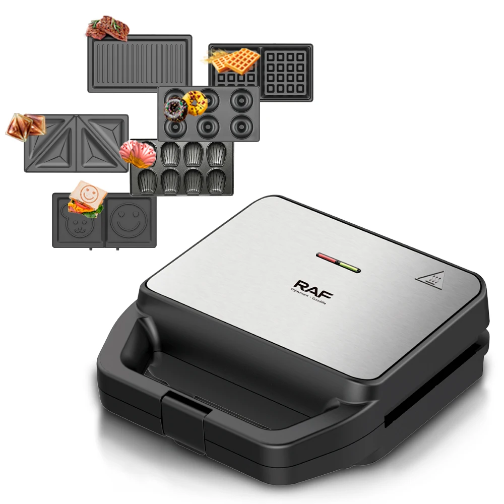 

Новейший продукт RAF: Электрический прибор 6 в 1 для приготовления сэндвичей, пончиков и вафель – портативный, для завтрака, для дома.