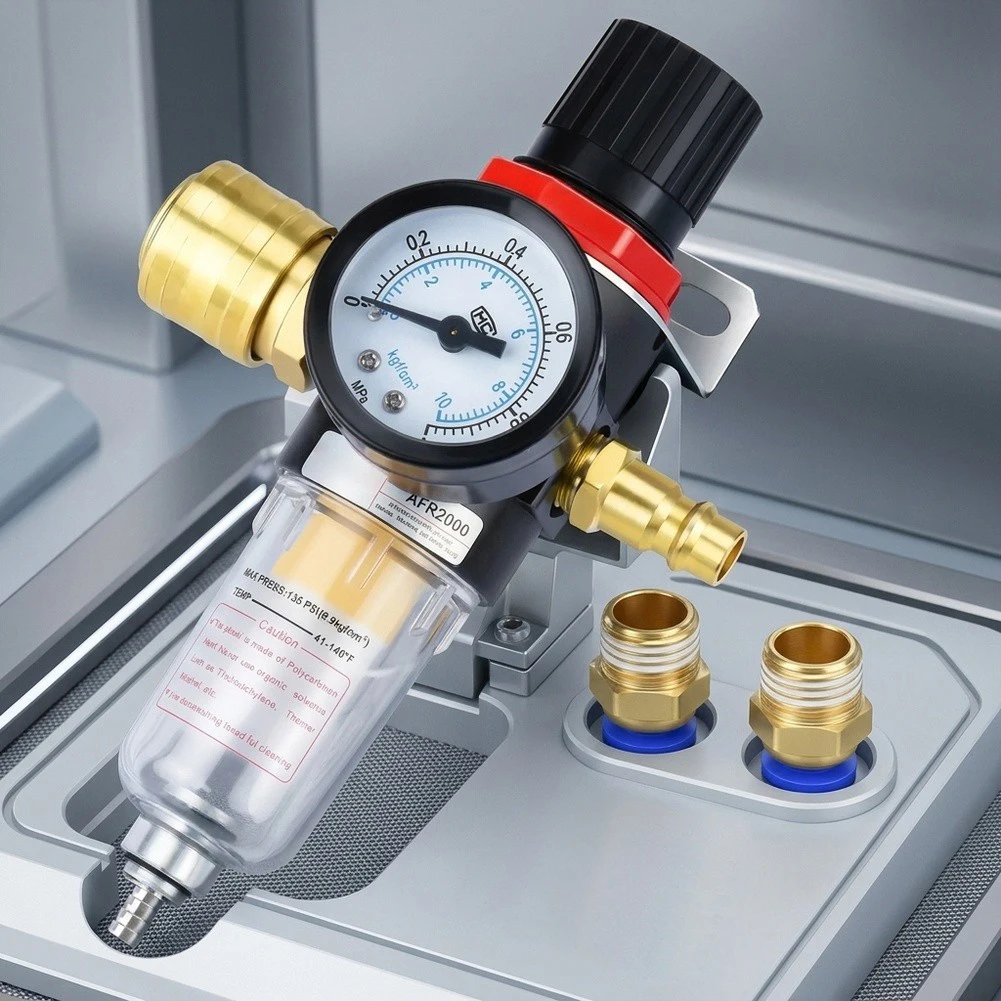 For AFR-2000 Compatible 1/4 inch Filter Regulator with Water Separator Trap 750 L Min Flow 0.15 0.8 MPa Range For
