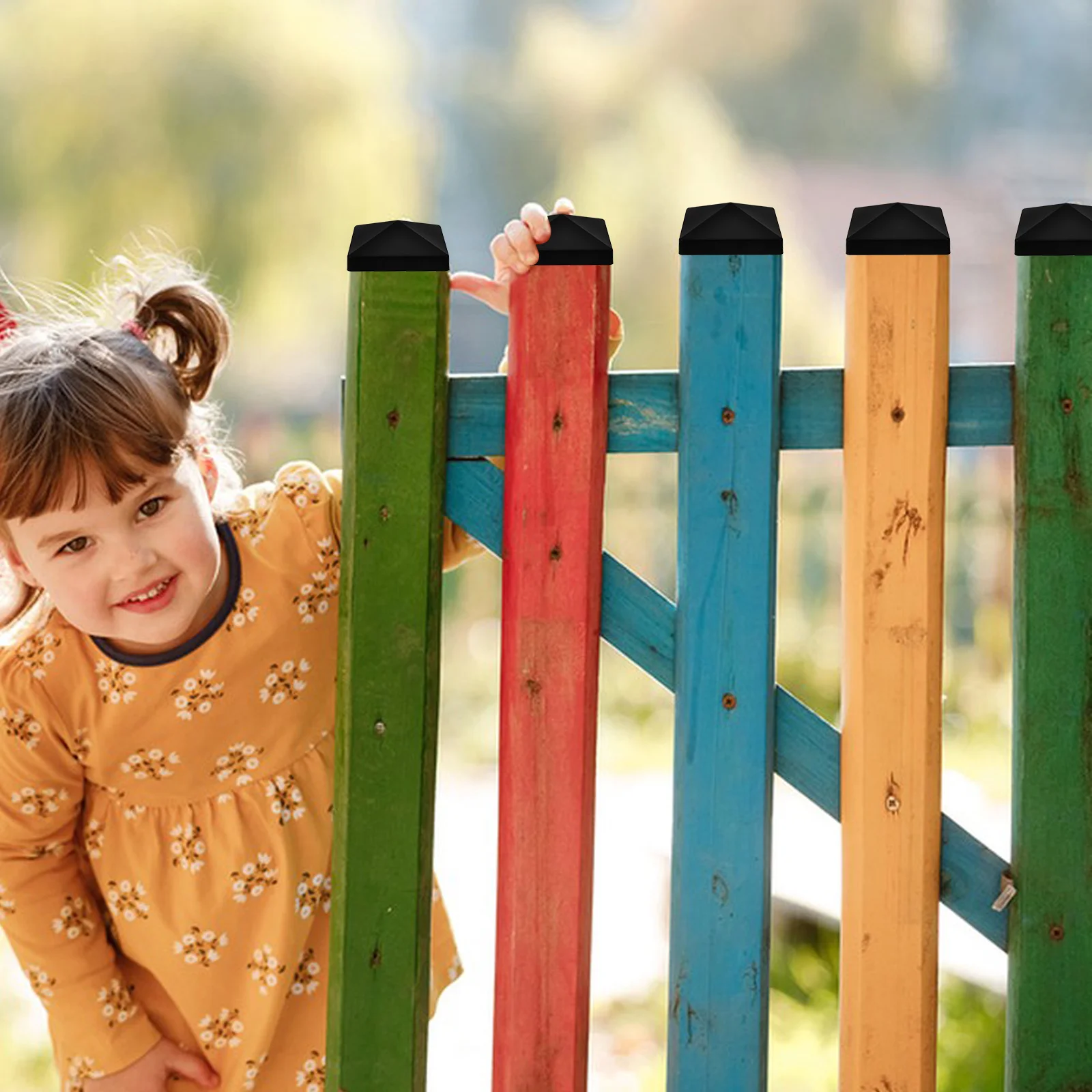 

4Sets Plastic Fence Post Caps Fence Cover Protector Guardrail Column Cover Accessories Guardrail Plastic Covers