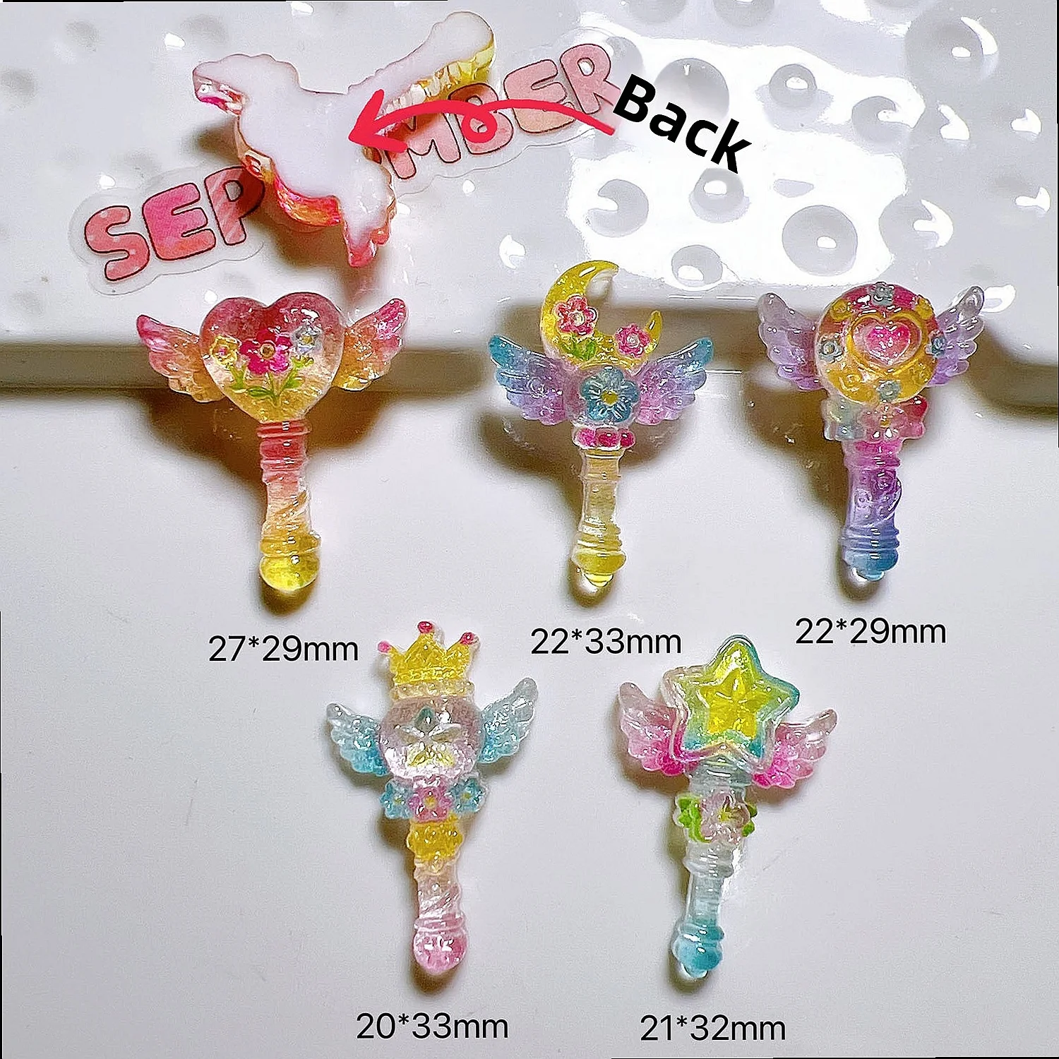 100pcs Kawaii Resin Miniature Magic Wand Flatback DIY Accessoires for Hairpin Keychain Earring Scrapbook Dollhouse Decor