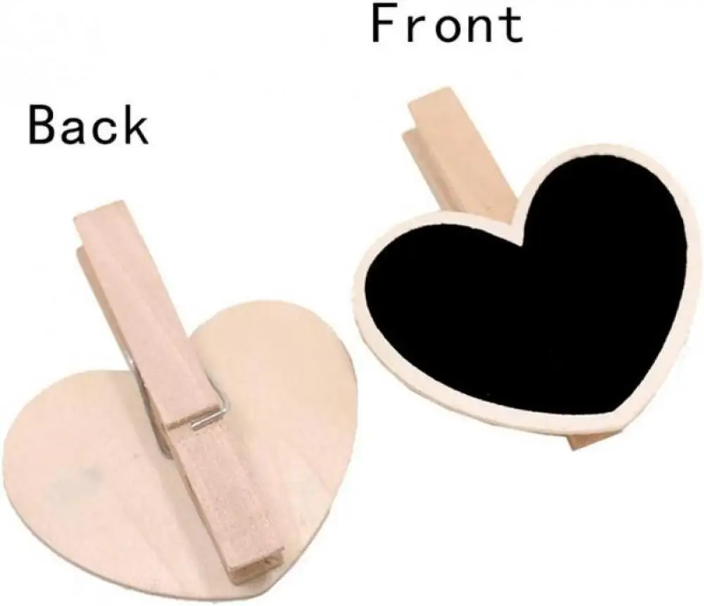 10Pcs Wood Chalkboard Signs with clip Message Board Signs, Labels Clips for Weddings Birthday Party Decoration Reusable