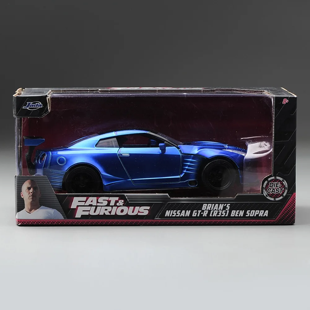 Jada Toys Fast & Furious 1:24 2009 Brian\'s Nissan GT-R R35 Ben Sopra Die-cast Car, Toys for Kids and Adults Blue