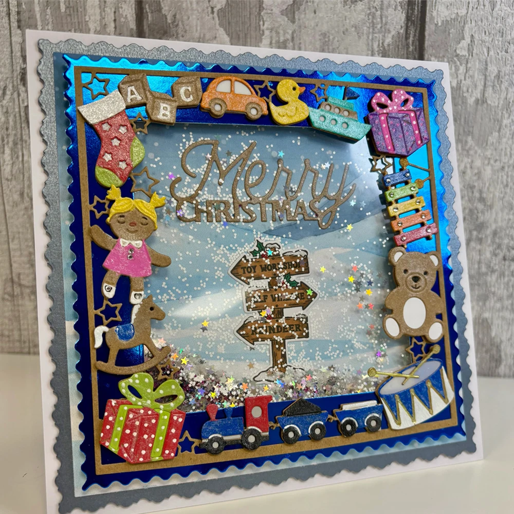 Jamie Rodgers Crafts Christmas Toy Frame Santa\'s Workshop Metal Cutting Dies Stamps for DIY Handmade Scrapbooking June 2026 New