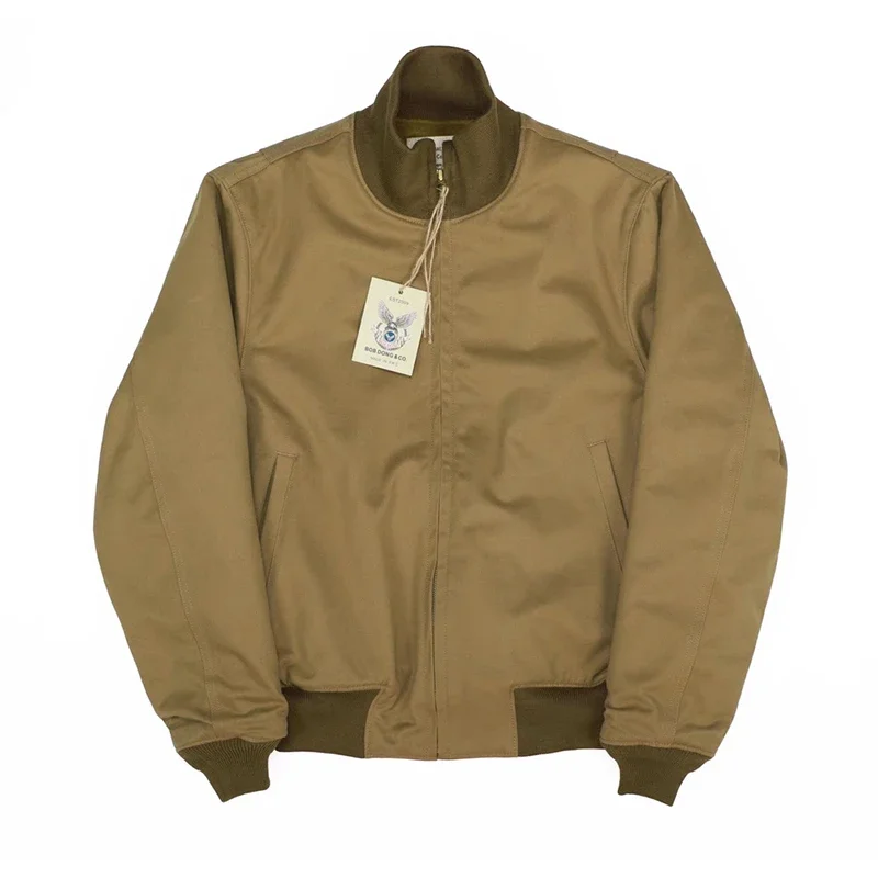 BOB DONG WWII Tanker Jacket Plain Edition Vintage Men\'s Wool Lined Military Outerwear