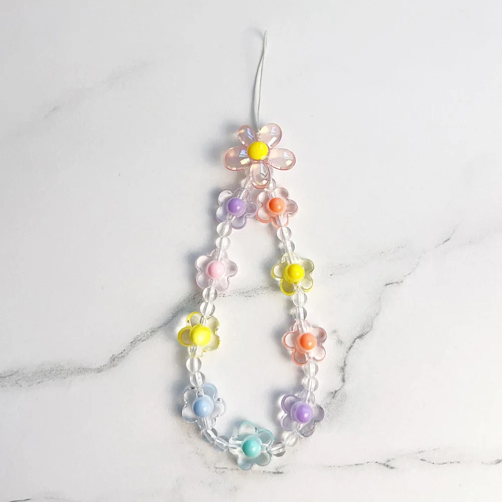 الملونة زهرة الشمس الخرز سلسلة الهاتف المحمول معكرون زهرة مطرز أحزمة الهاتف المحمول قلادة المفاتيح سلسلة هواتف الإبداعية