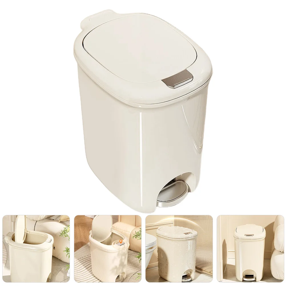 

Flip Top Trash Can Large Capacity Lidded Household Garbage Container Kitchen Bathroom Office Reusable Plastic Waste Bin