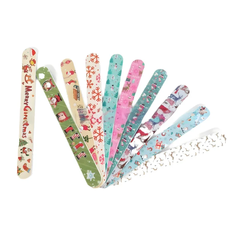 10pcs Xmas Nail Files Colorful Nail Files Buffers Double Sided Nail File Christmas Polish Pedicure Sandpaper Manicure File Set