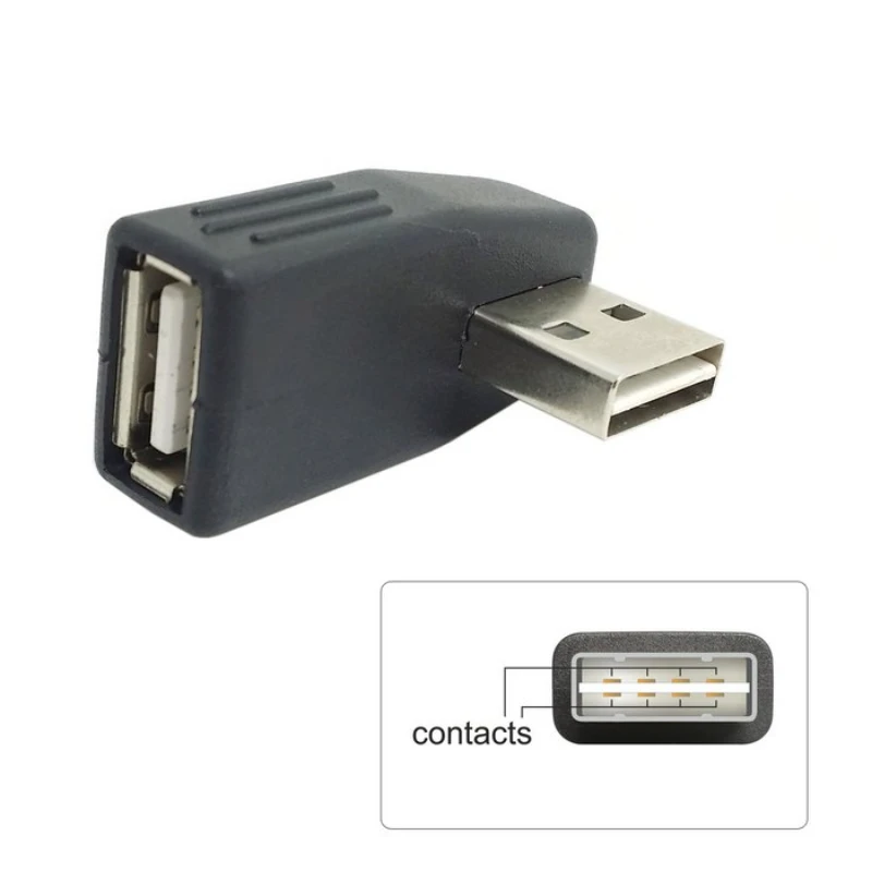 

USB 2.0 A type Male to Female Extension Adapter 90 Degree Left & Right Angled Reversible Design Black color
