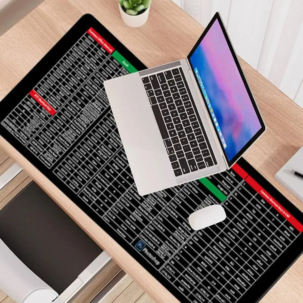 Alfombrilla de ratón para teclado con Software de oficina, tapete de ratón de impresión, tecla rápida, tapete de teclado súper grande, atajos de teclado