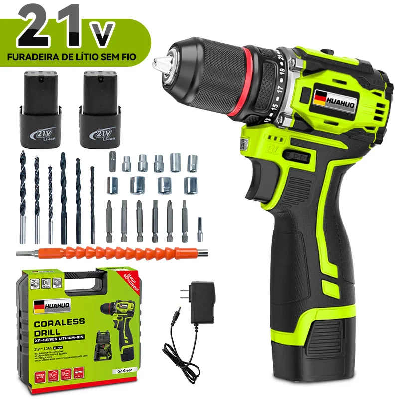 Brushless Cordless Battery Impact Screwdriver with 2 Battery 21V/Charger