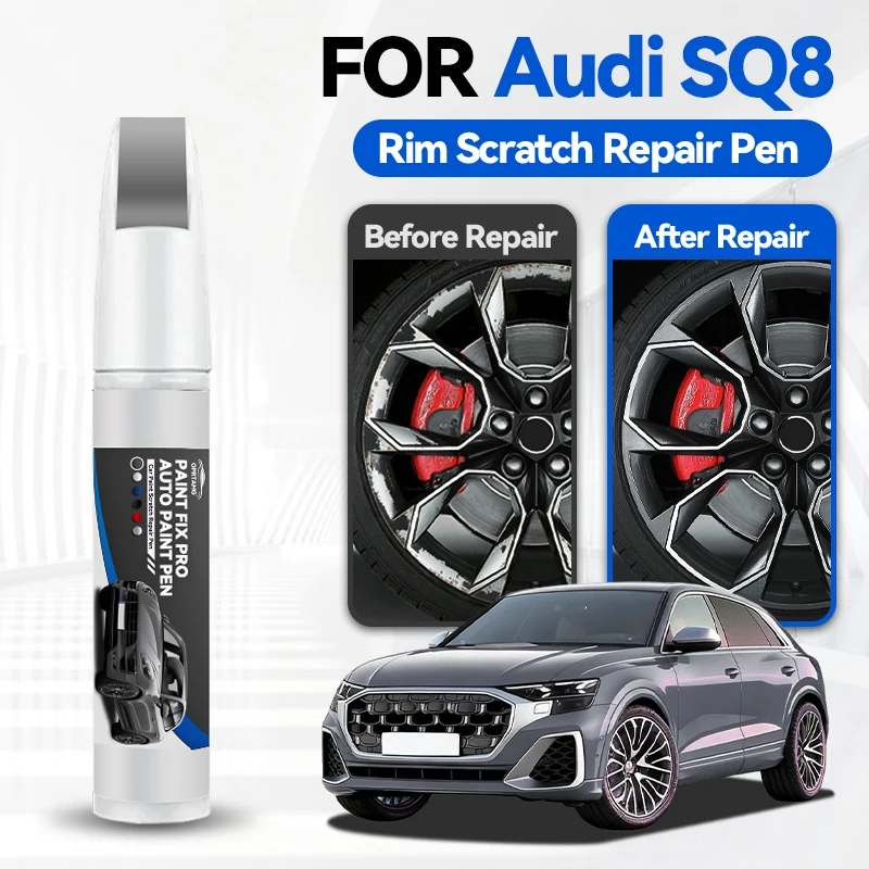 

Карандаш для подкраски колесных дисков, ремонтный карандаш для автомобильной краски, для Audi SQ8 2010-2023, аксессуары для ремонта царапин, белый LY9L, черный LY9B