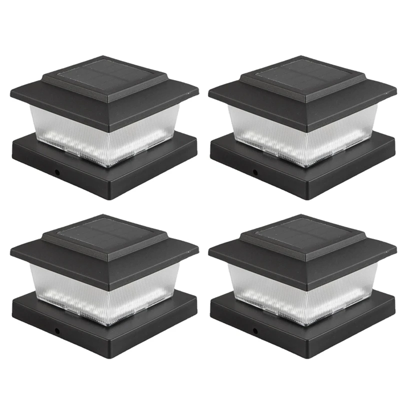 Solar Fence Post Cap Lights - High Brightness Flickering Flame LED Lighting for Posts Black