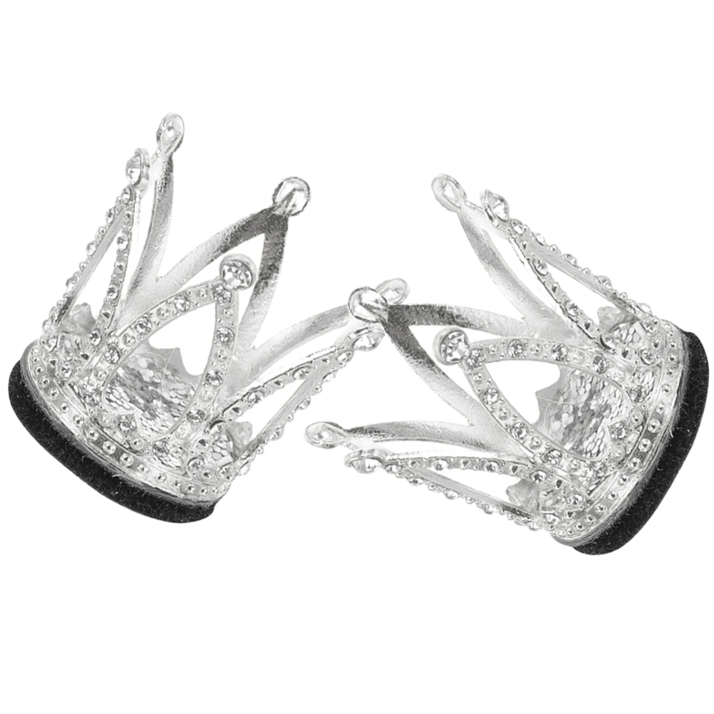 

2pcs Crown Decoration Silver Rhinestone Motorcycle Accessories Bike RidingHelmet Decorations Easy Attach Remove Long Use