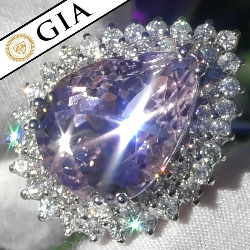 Trendy 925 Sterling Silver Pink Diamond Micro Set Sparkling Diamond Engagement Ring Water Drop Pear Shaped Group Set Finger Ring
