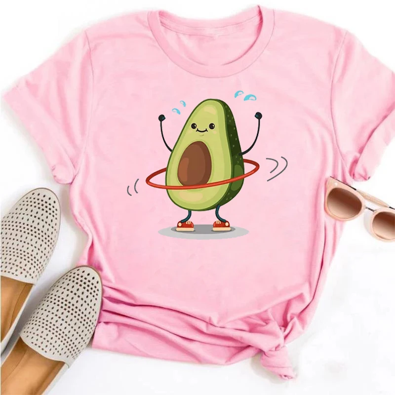 Women  New Avocado T-shirt Women Casual Short Sleeve Cartoon Graphic Tshirts Funnt Female Tops Tees Summer Women T-shirts Shirt