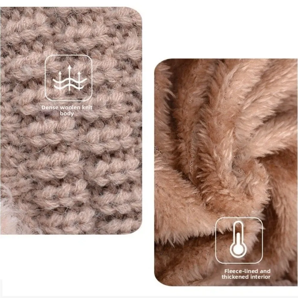 

Winter Balaclava Hat Fluffy Warm Neck Warmth Cover Hat Outdoor Knitted Ear Protection Mask Girls Hooded Cap