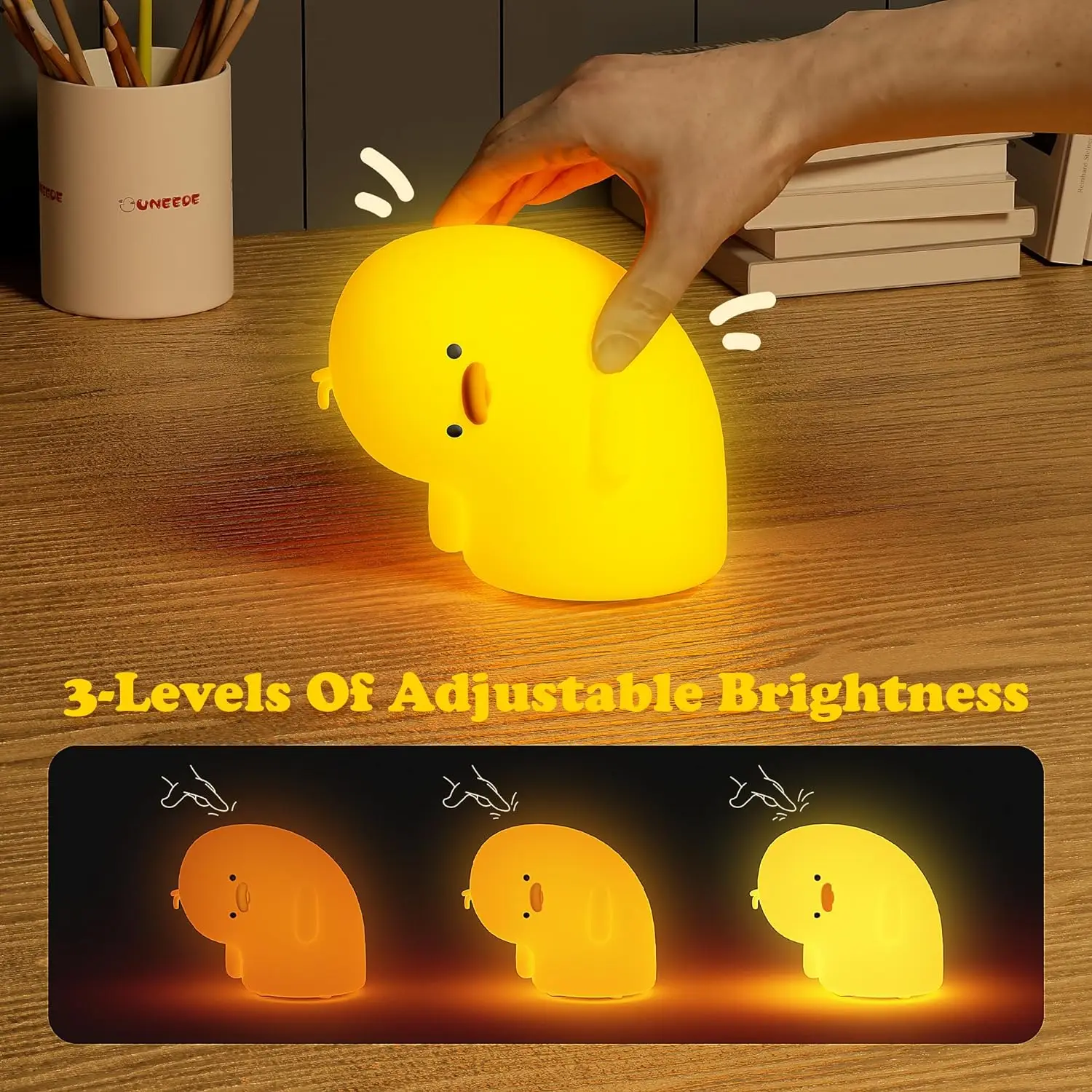 Cute Duck Rechargeable LED Night Light Silicone Lamp Bedside Cartoon Children Nightlights for Home Room Decor Birthday Gift