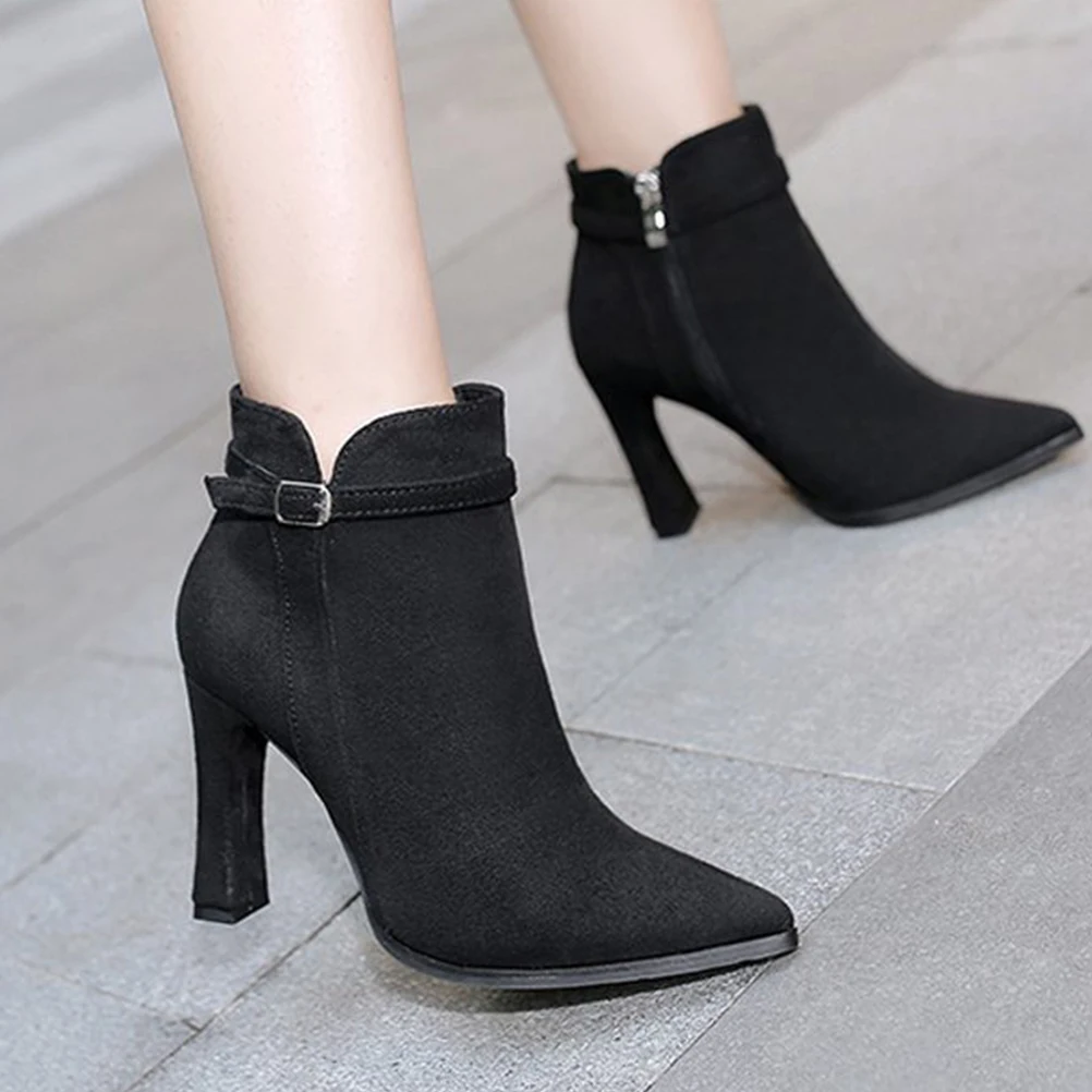 

Женские короткие ботильоны на массивном каблуке, модные женские ботильоны от дождя и снега, повседневные женские короткие стильные туфли на массивном каблуке, ботинки, туфли на молнии
